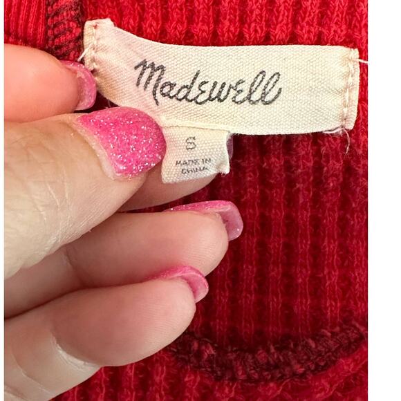 Madewell red waffled long sleeves sweatshirt size small - Picture 4 of 7